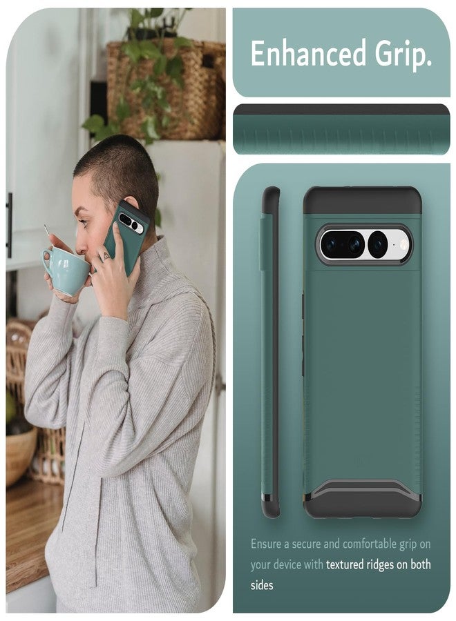 توديا جراب TUDIA Merge [بمواصفات عسكرية] مصمم خصيصًا لهاتف Google Pixel 7 Pro (2022) - جراب هاتف متين مزدوج الطبقات مقاوم للصدمات لهاتف Pixel 7 Pro - أخضر غامق - Image 4